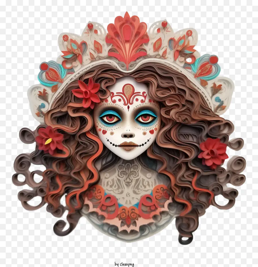 skelita calaveras day of the dead sugar skull female face painting mask