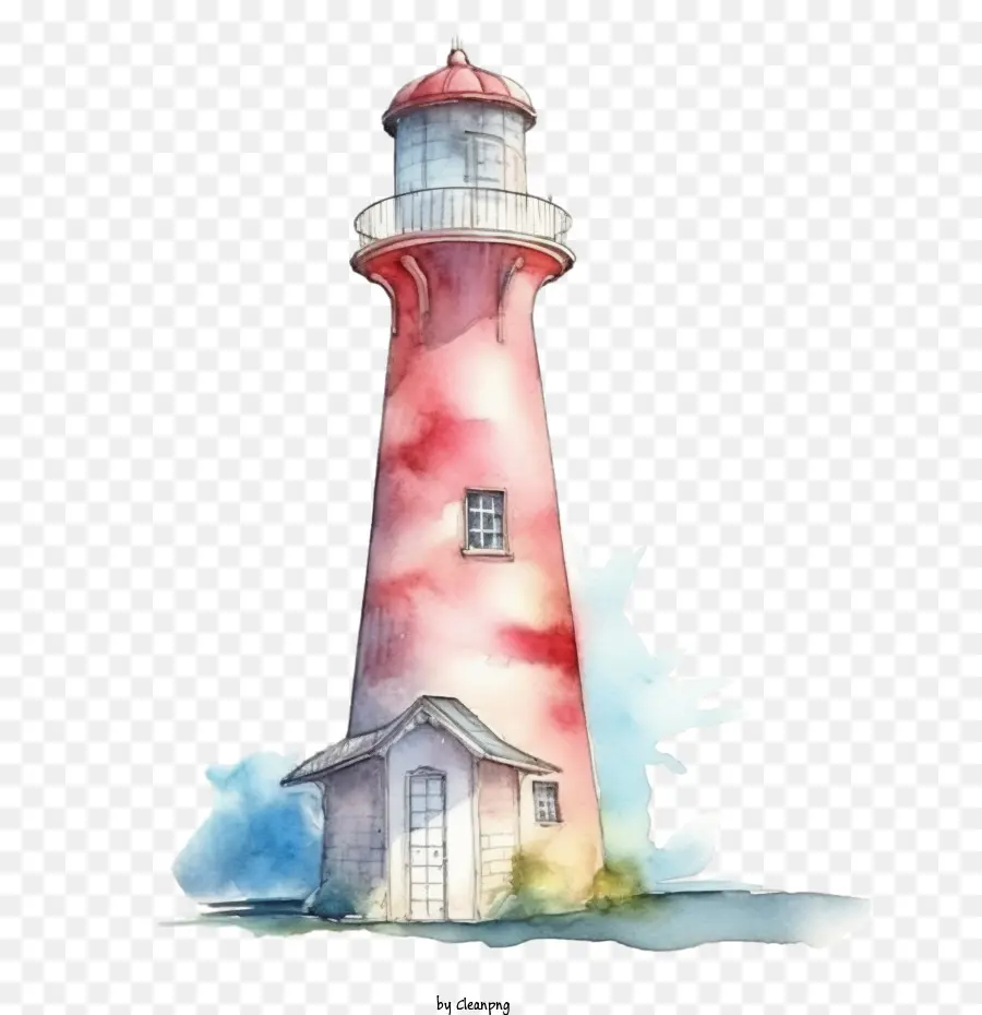 lighthouse lighthouse watercolor painting red