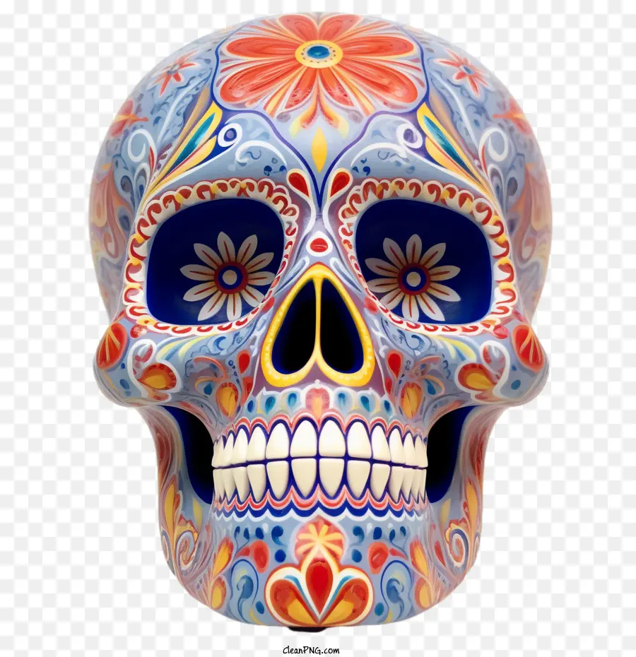 sugar skull skull colorful floral decorative