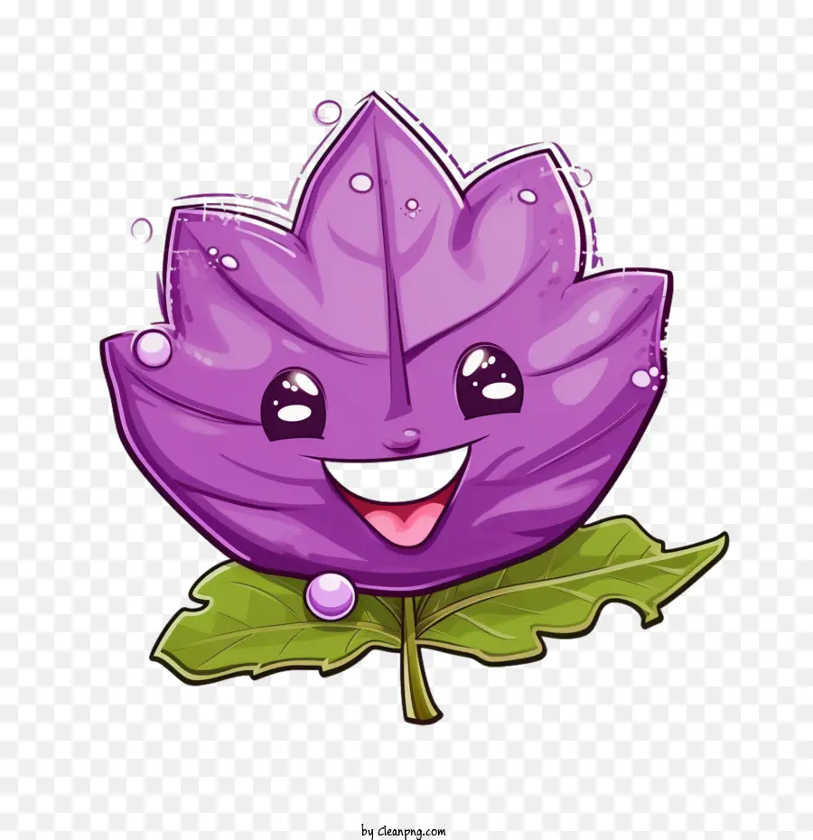 purple cartoon flower purple smile leaves