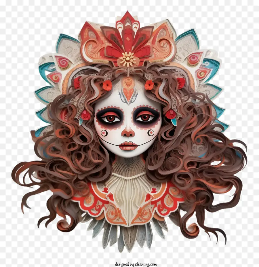 Cô gái Skelita Calaveras với hoa vương miện đường sọ Sọ Mexico Vẻ đẹp ethereal - 
