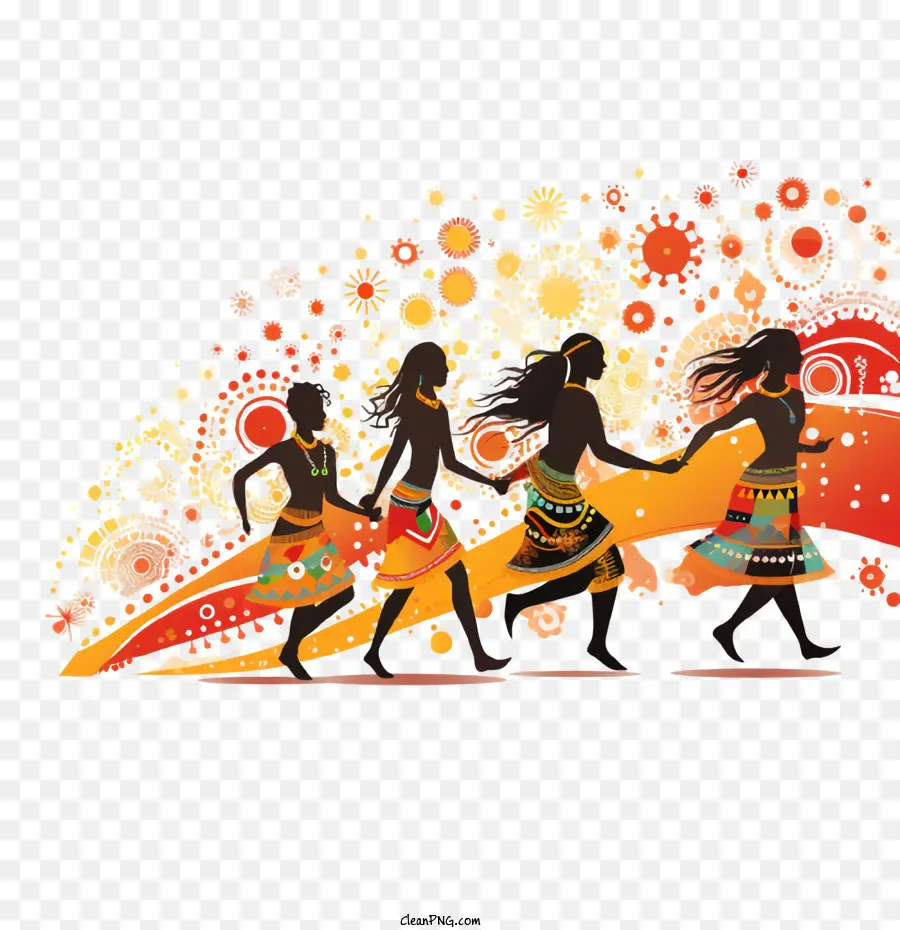 naidoc week silhouette dancers abstract colorful
