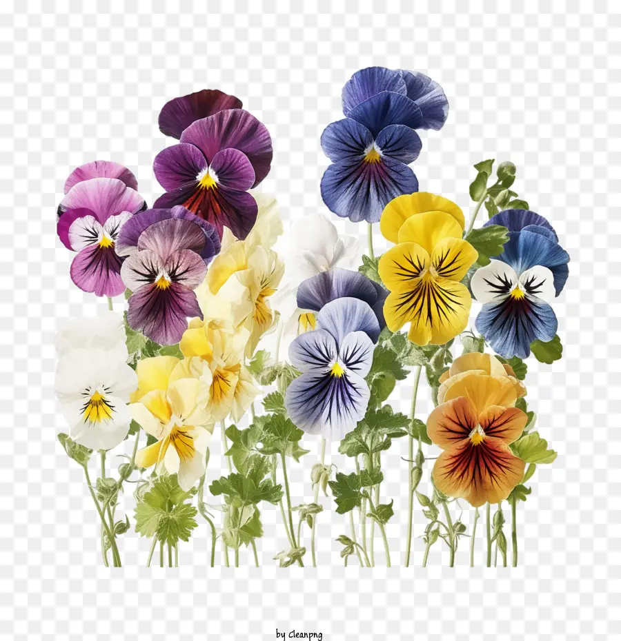 pansy flower colorful vibrant flowers green