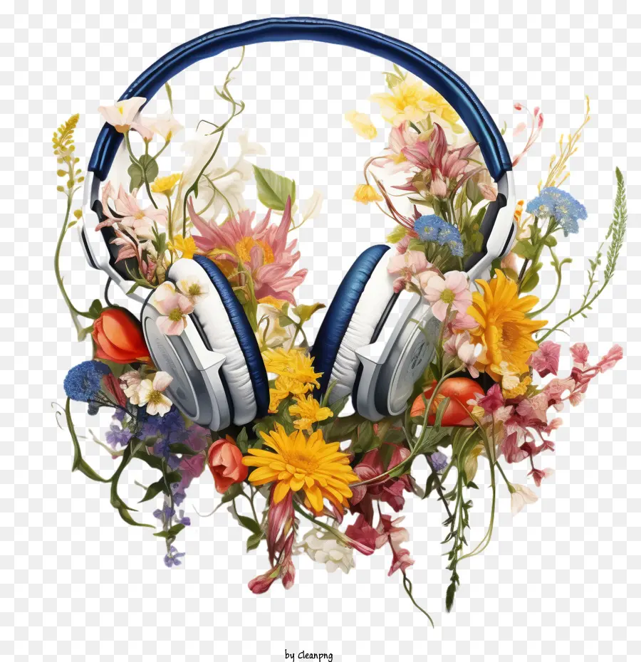 headphone headphones flowers music wreath