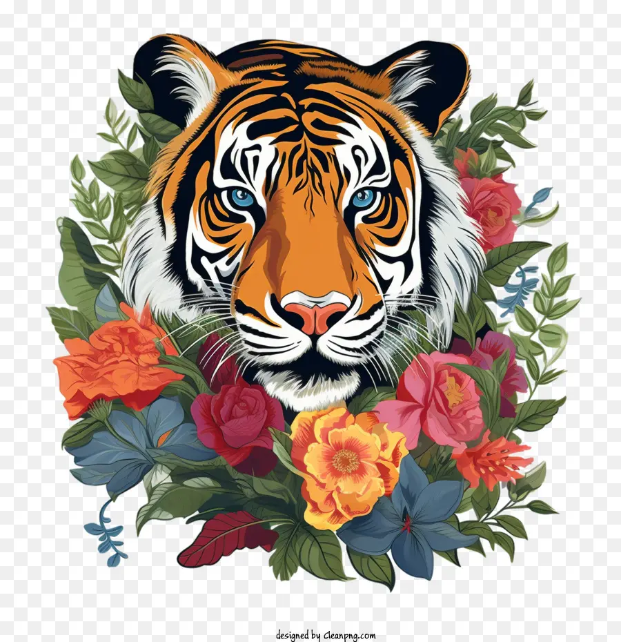 tiger tiger faccia fiori natura - 