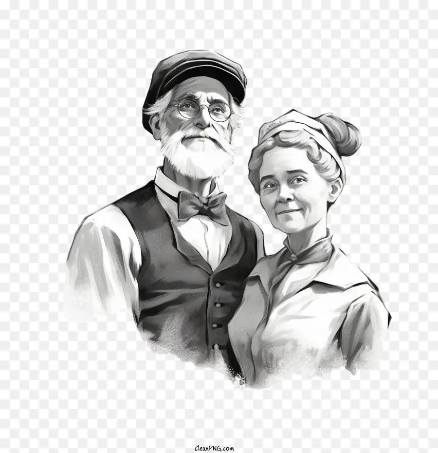 uncle and aunt old man old woman vintage retro