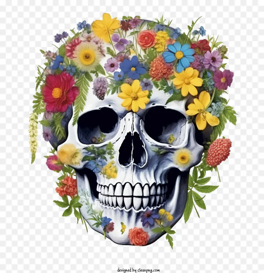 skull skull flowers summer nature