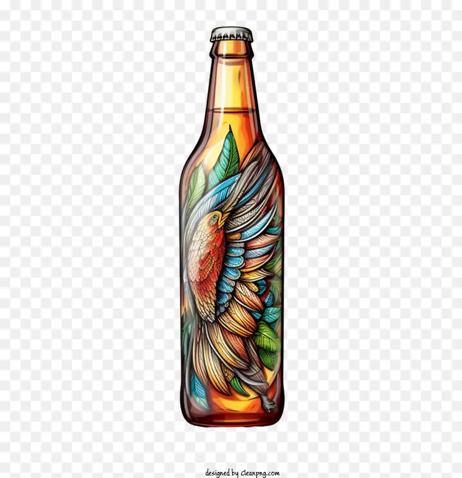 beer bottle colorful stained glass nature abstract