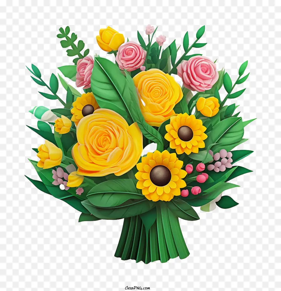 3d Blumenstrauß Blumen Sonnenblumen Rosen - 