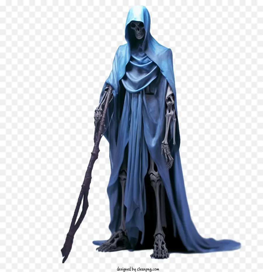 Grim Reaper Gothic Skull áo choàng màu xanh - 