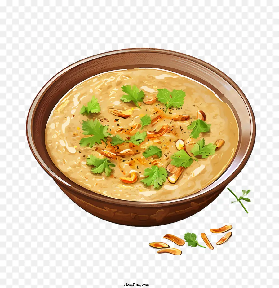 haleem muharram soup brown bowl nuts