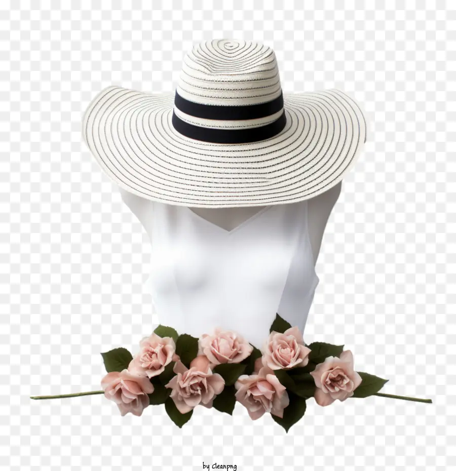 summer hat dress roses white