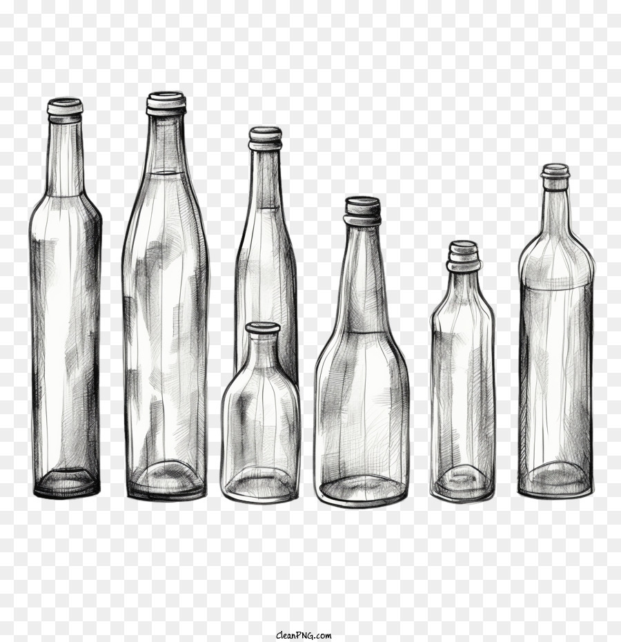 Side view drawing of bottle and glass with liquid Vector Image