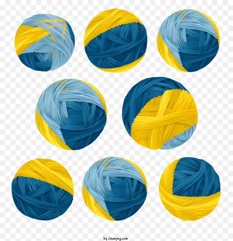 knitting ball blue yellow knot woven