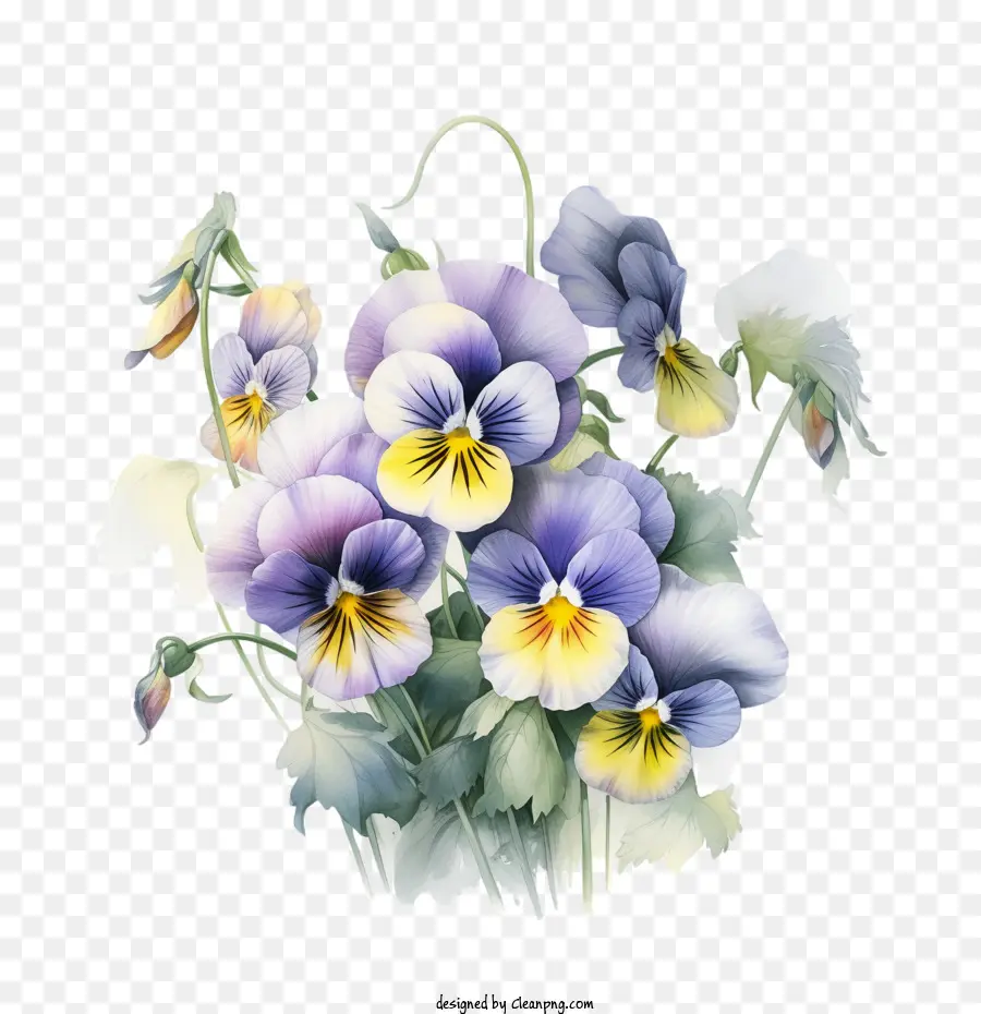 pansy flower bouquet flowers purple yellow
