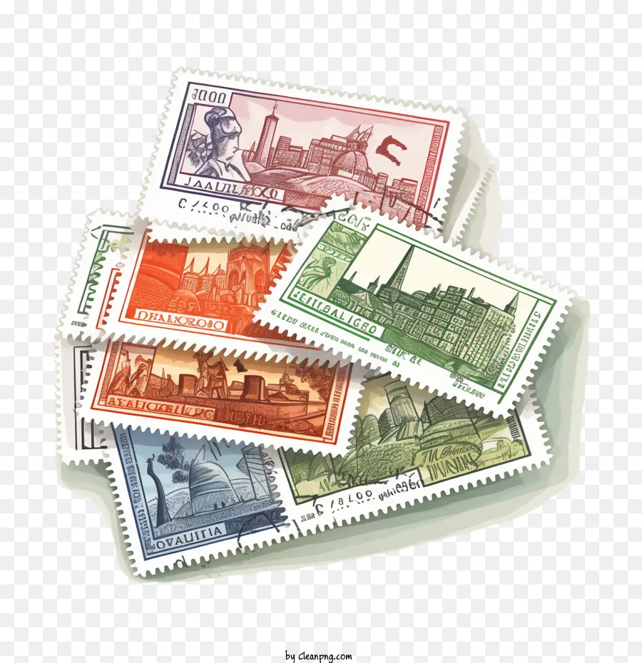 Immagine della Giornata del francobollo dei francobolli Architettura storica Design vintage Postale - 