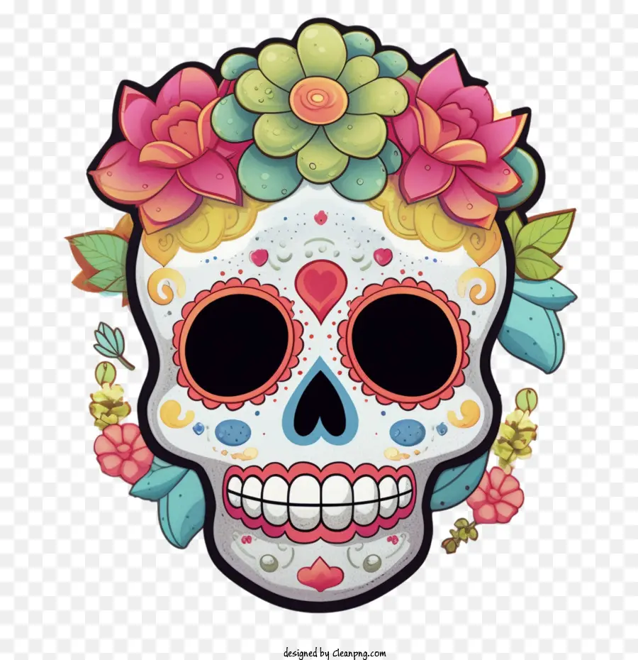 Sugar Skull Sugar Skull Colorfful Floral Crown Day of the Dead - 