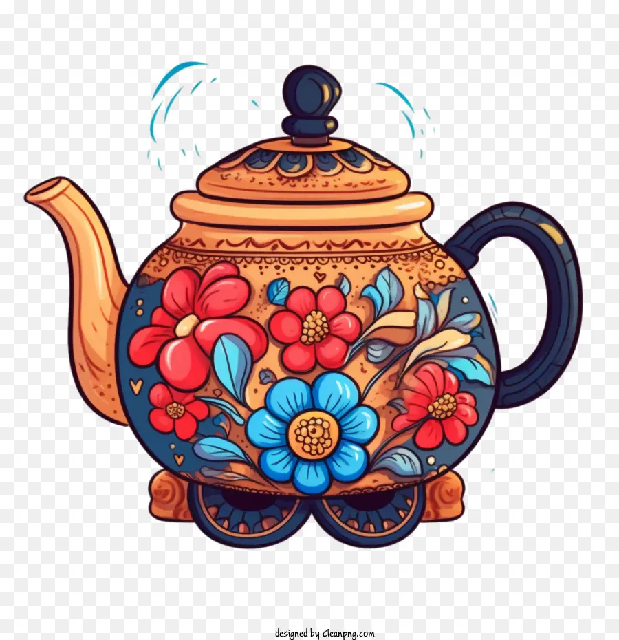 Teekanne Tea Pot Blumenmalerei Dekorativ - 