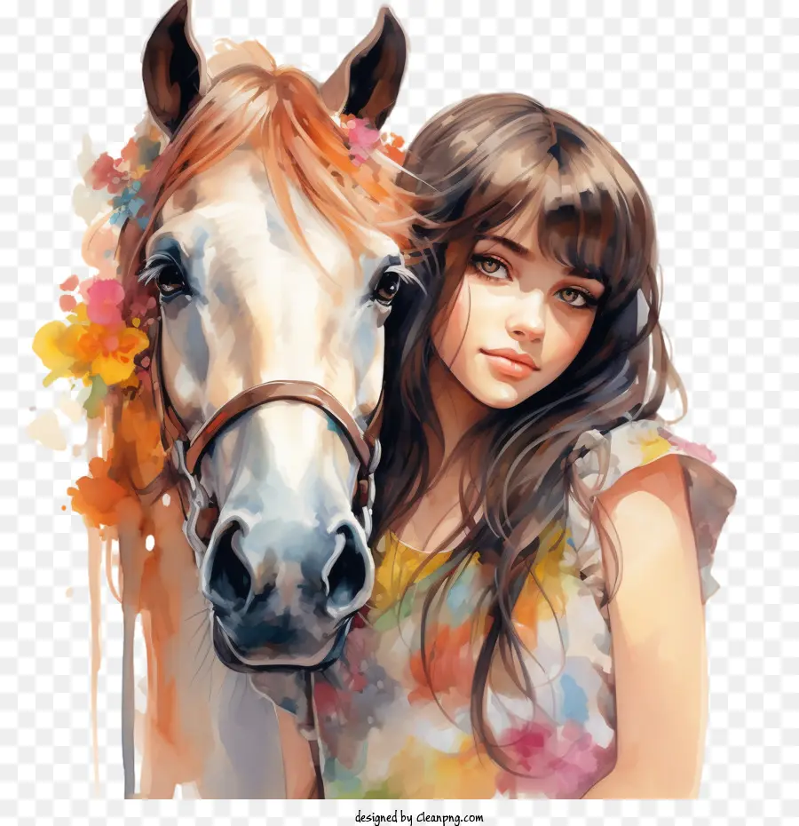 national i love horses day
 horse horse girl watercolor