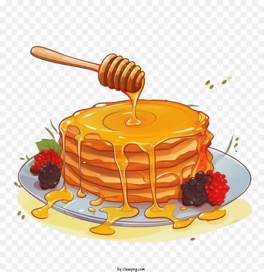 Pfannkuchenpfannkuchen Sirup Honig Ahornsirup - 