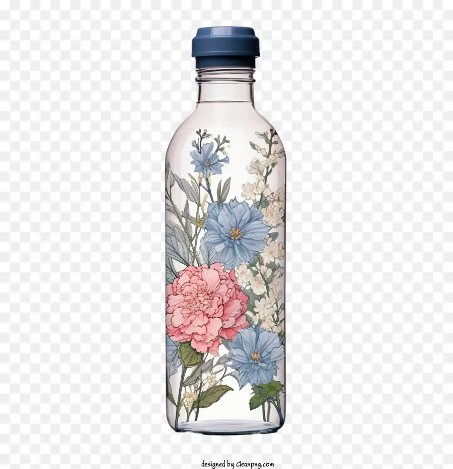 bottiglia d'acqua fiore bottiglia blu rosa - 