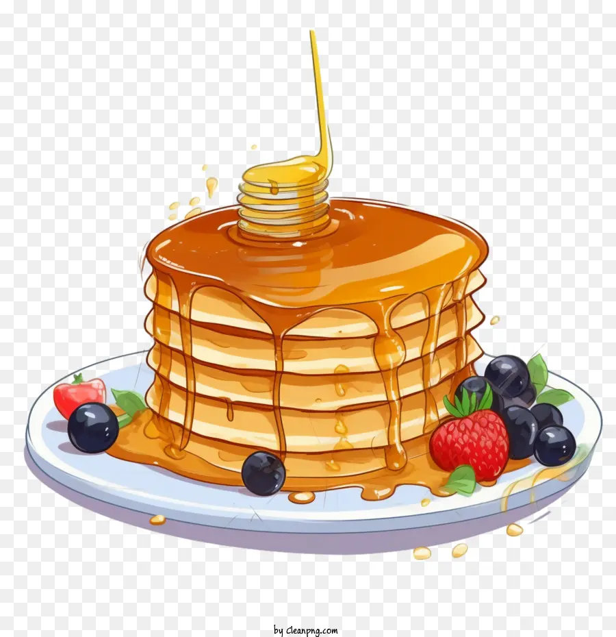 pancake pancakes syrup honey butter