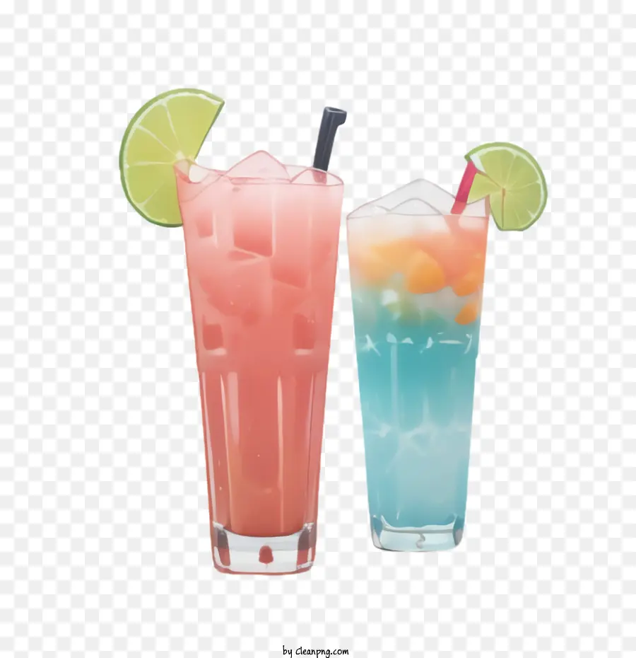Đồ uống nhiệt đới màu xanh hồng vôi cocktail - 