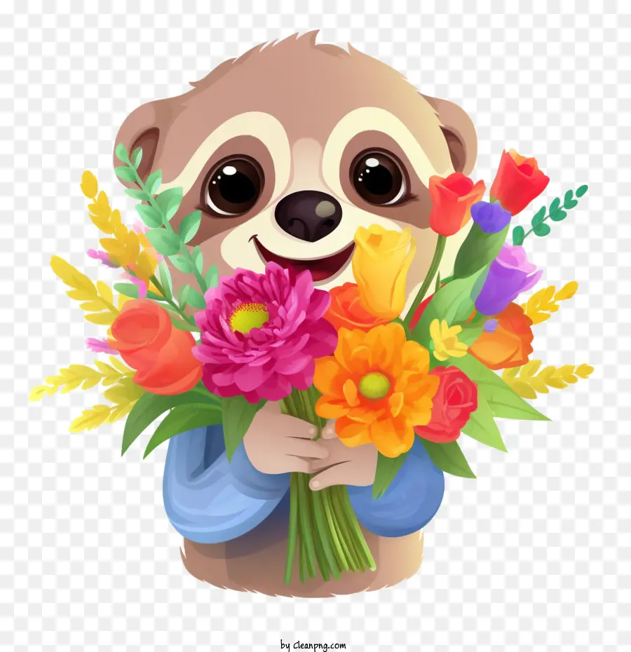 sloth bear cute sloth flowers