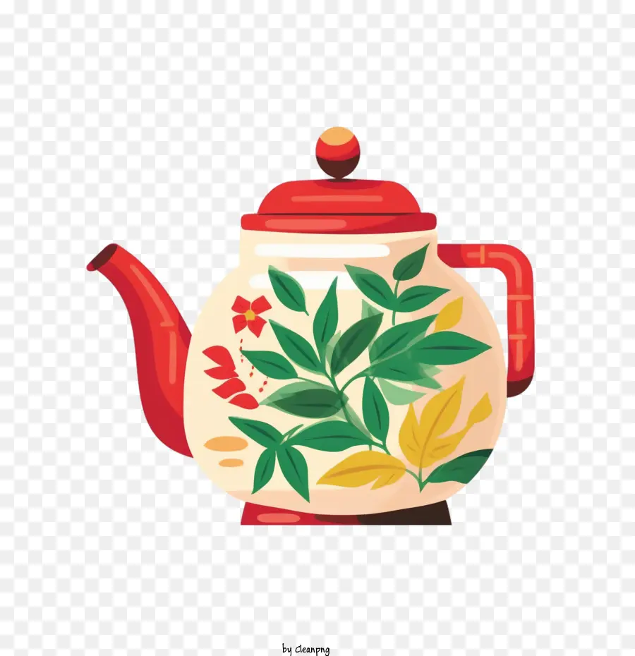 Teapot Teapot Red Wood Tay cầm màu trắng - 