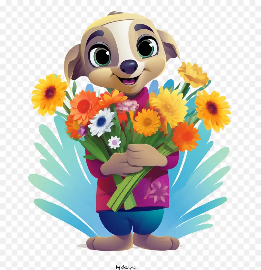 cute meerkat
 holding bouquet bouquet flowers cute