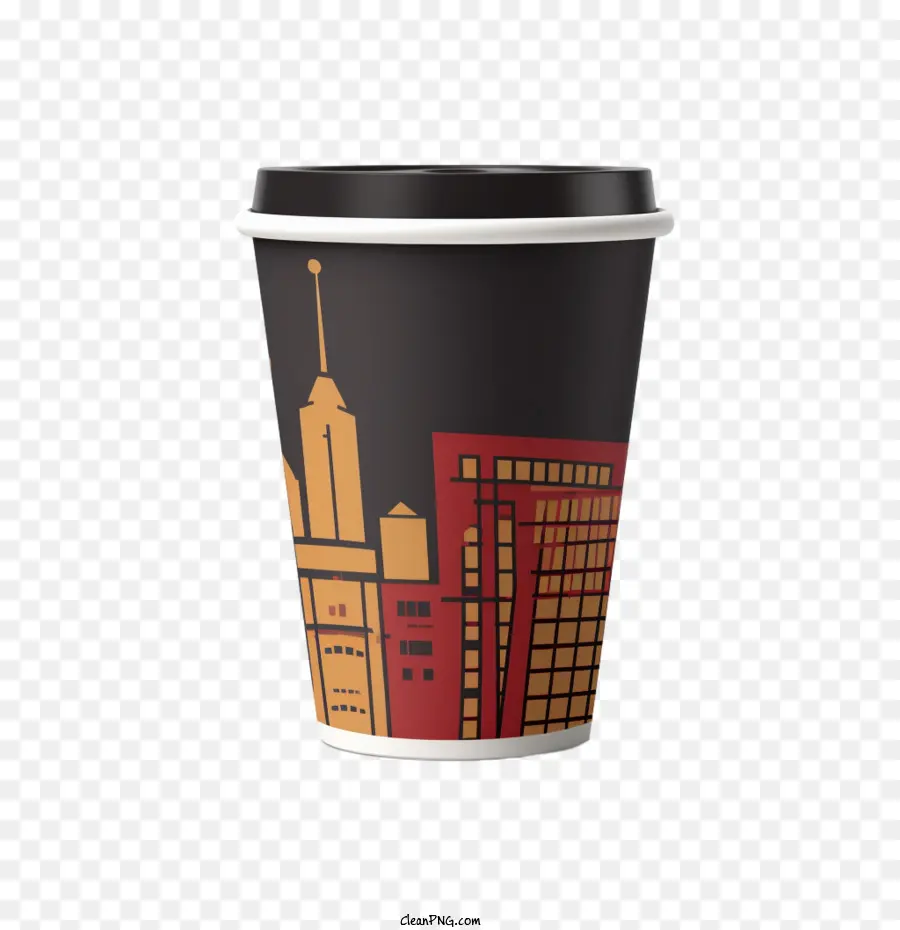 Papierkaffeetasse Wolkenkratzerstadt Metropolisgebäude - 