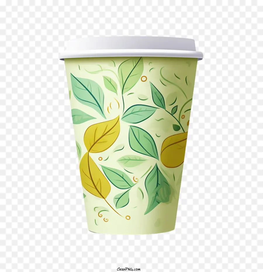 paper coffee cup
 green paper coffee cup lemon leaves green