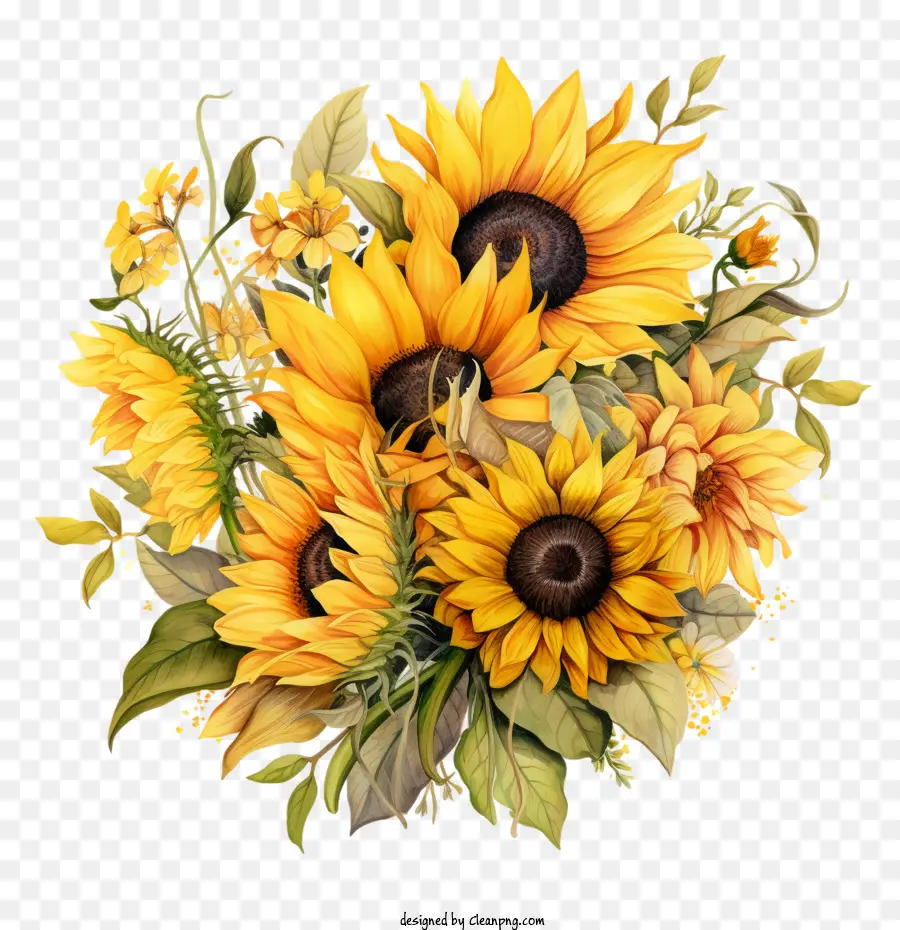 Ngày hoa hướng dương quốc gia hoa hướng dương sắp xếp hoa màu vàng nền màu đen - 