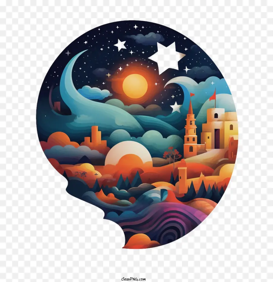 Globaler Schlaf unter den Sternen Nachtschloss Fantasy Moon Nachthimmel - 