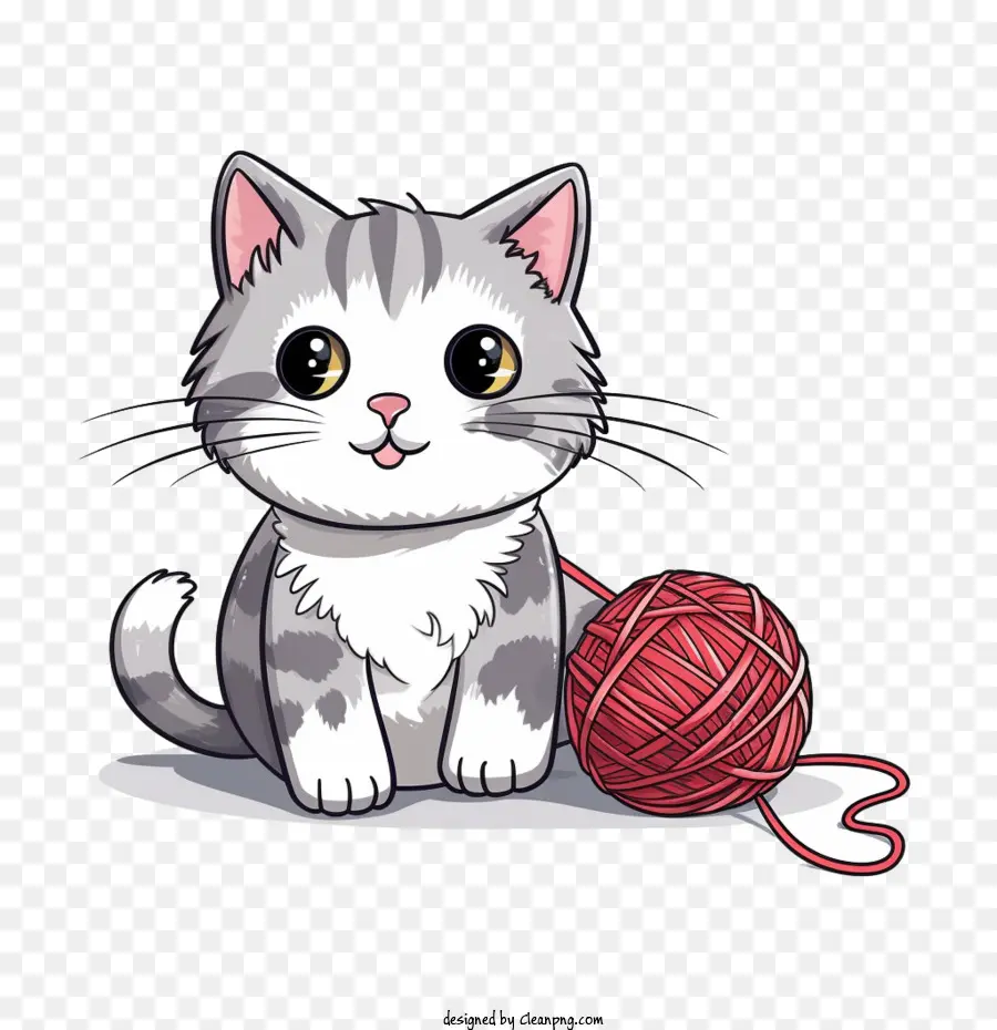 gatto giocando a filo palla gatto gattino palla di filato a maglia - 