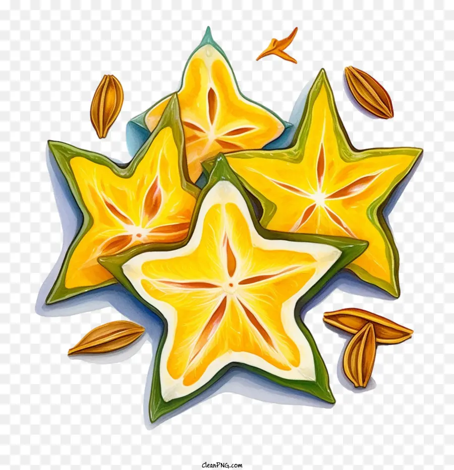 starfruit stars spices nuts fruits