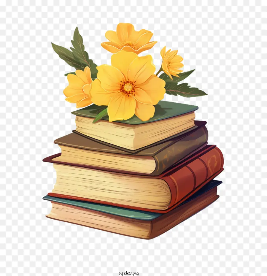 Internationale Alphabetisierungstag Bücher Blumen gelbe Vase - 