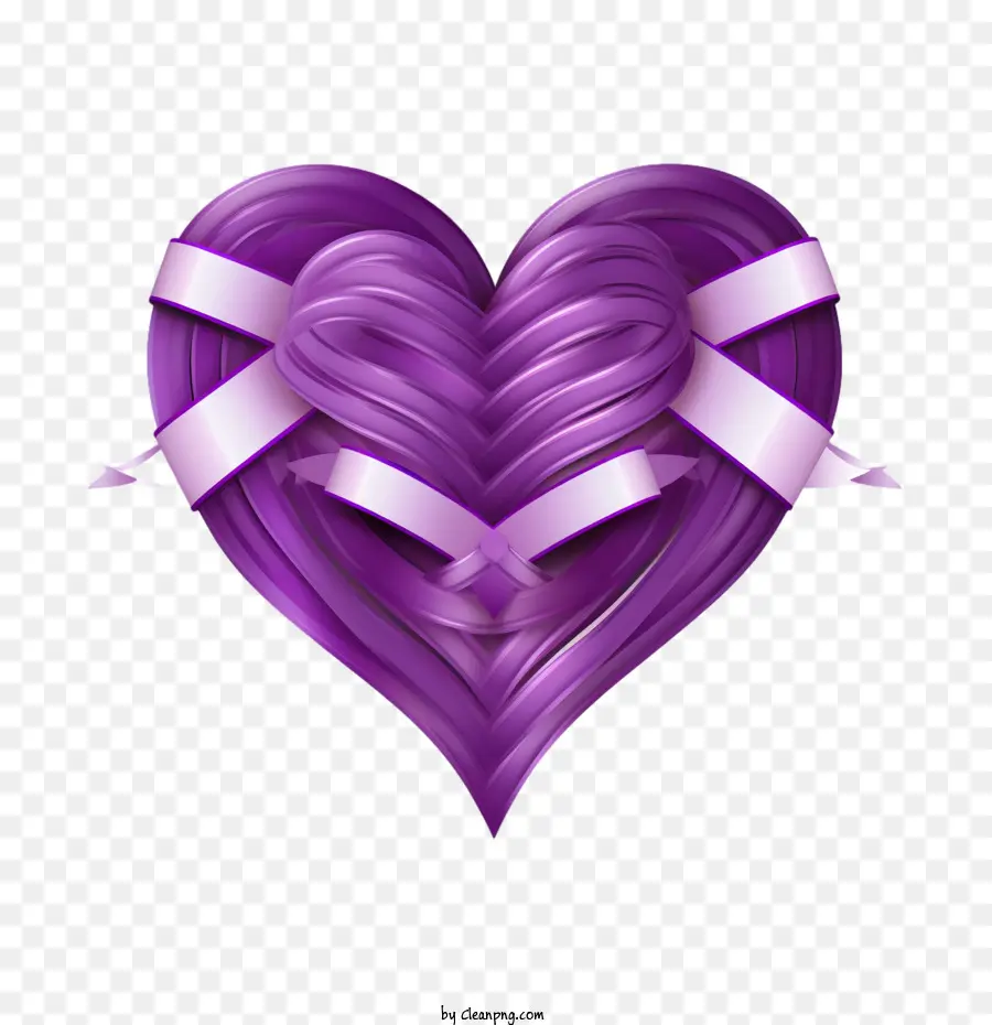 Bow ruy băng trái tim màu tím tím - 