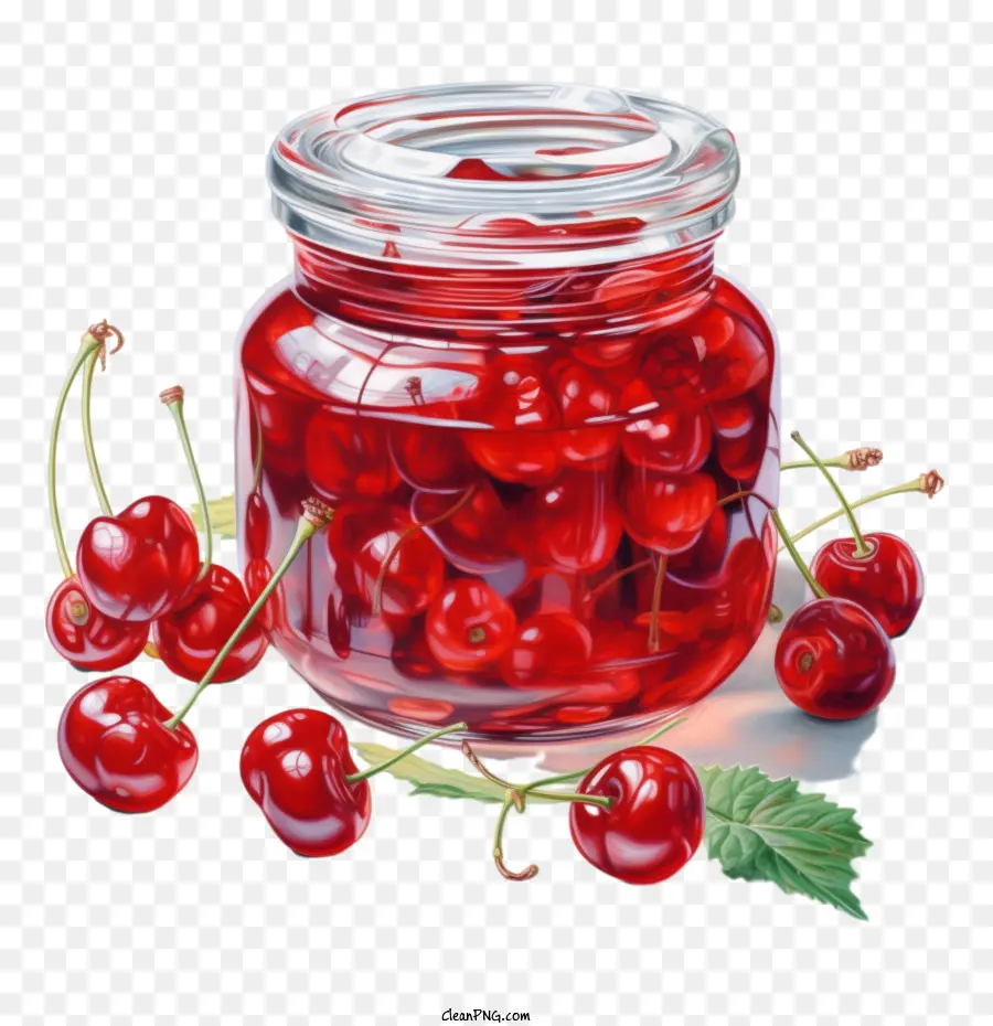 fruit jam cherries jam glass jar fruit