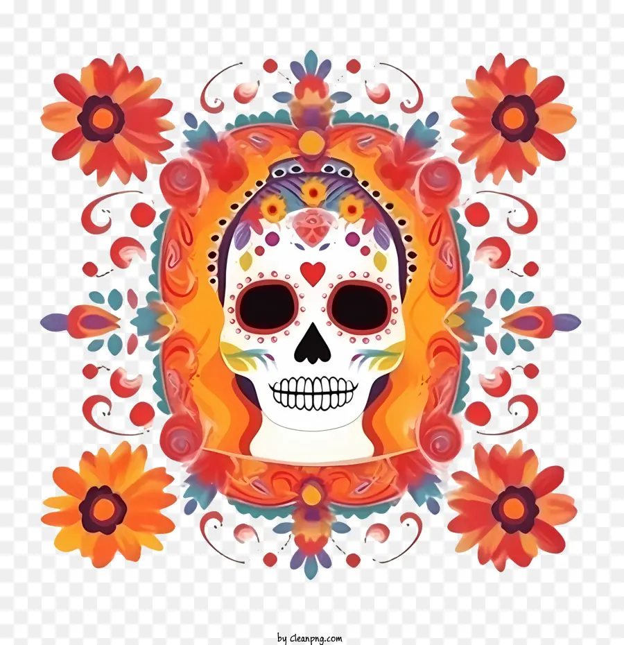 dia de los muertos
 day of the dead skull flowers colorful