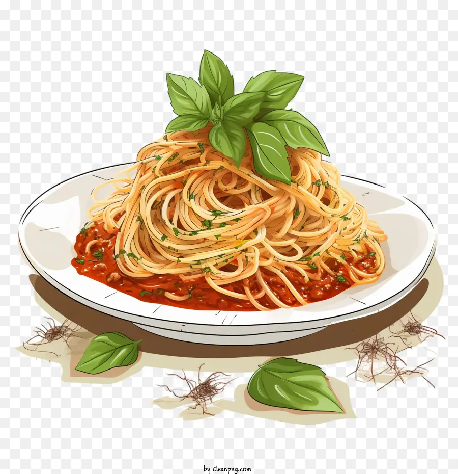 Spaghetti Spaghetti -Knoblauch -Basilikum -Tomatensauce - 