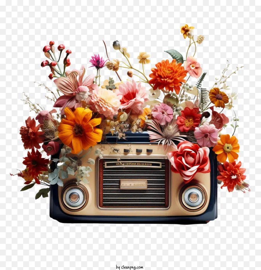 Antique di National Radio Day Vintage Flowers - 