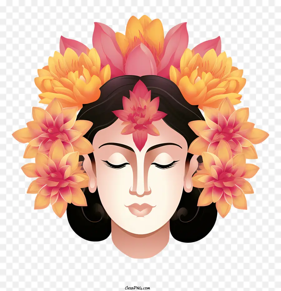 abstract face face woman flowers yoga