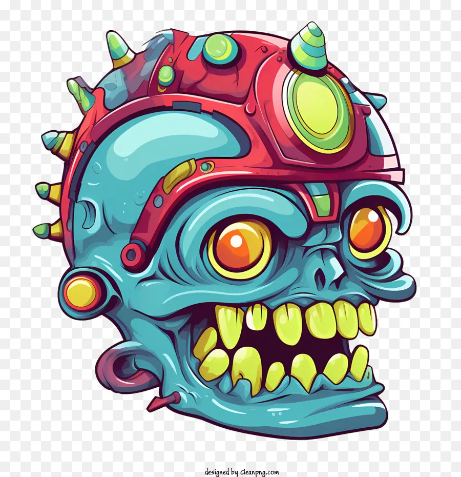Skull cranio zombi colorato cartone animato surreale - 