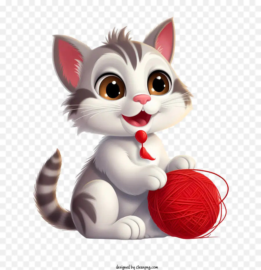 gatto che gioca a palla di filo gattino carino adorabile giocoso - 
