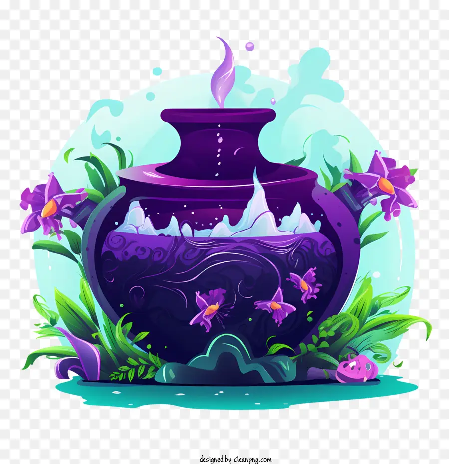 Poison Cauldron Pot Water Frozen Purple - 