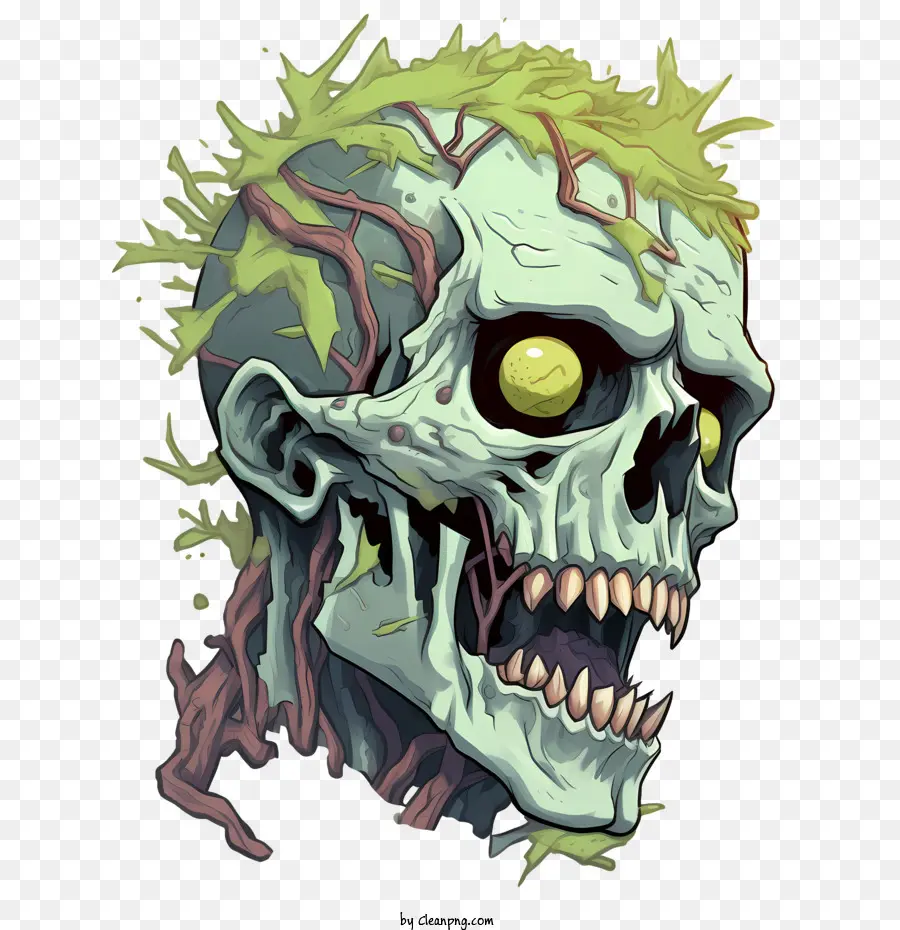 zombie skull zombie skull green eyes decay