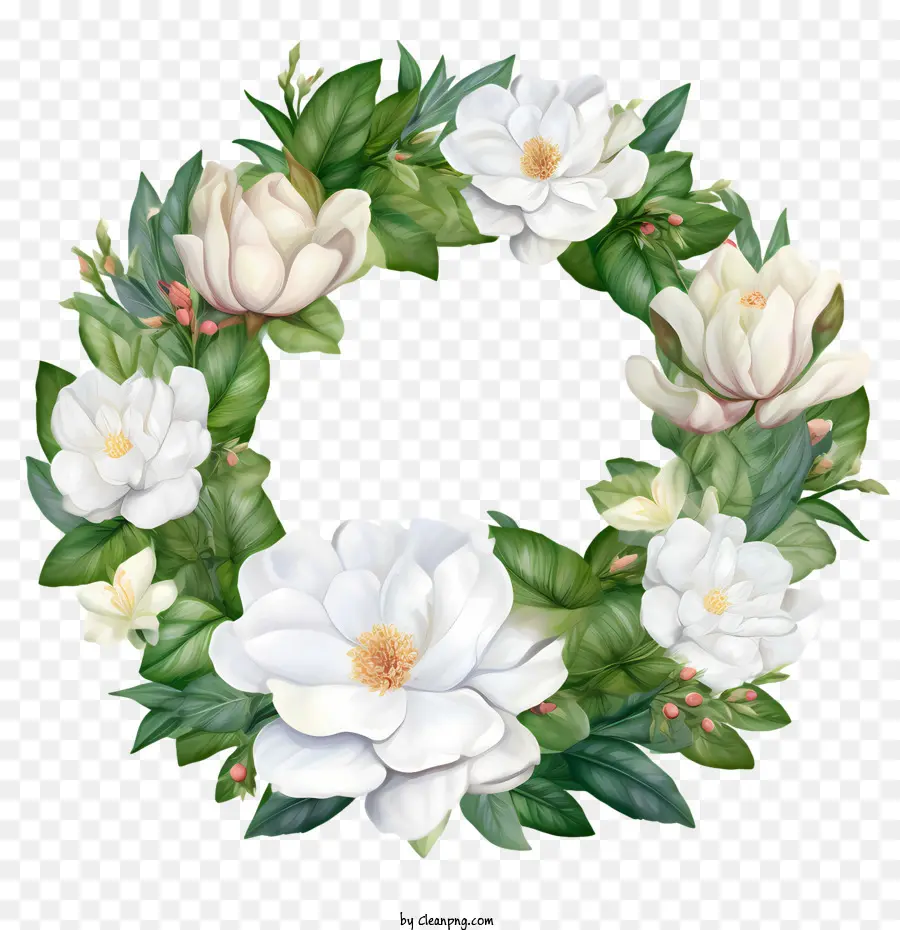 gardenia wreath and more wreath white flowers green leaves