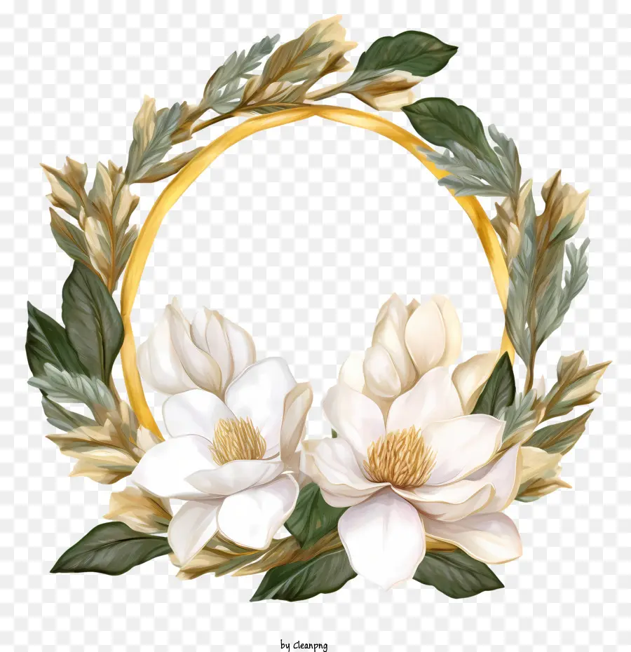 magnolia wreath floral wreath white flowers green leaves