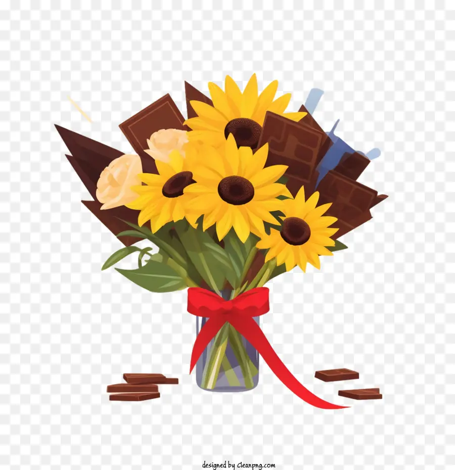 Internationaler Schokoladentag Sonnenblumen Pralinen Rosen Süßigkeiten - 